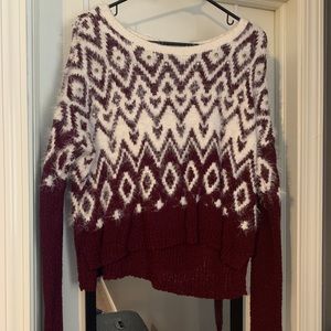 Abercrombie & Fitch Red/White Fuzzy Sweater
